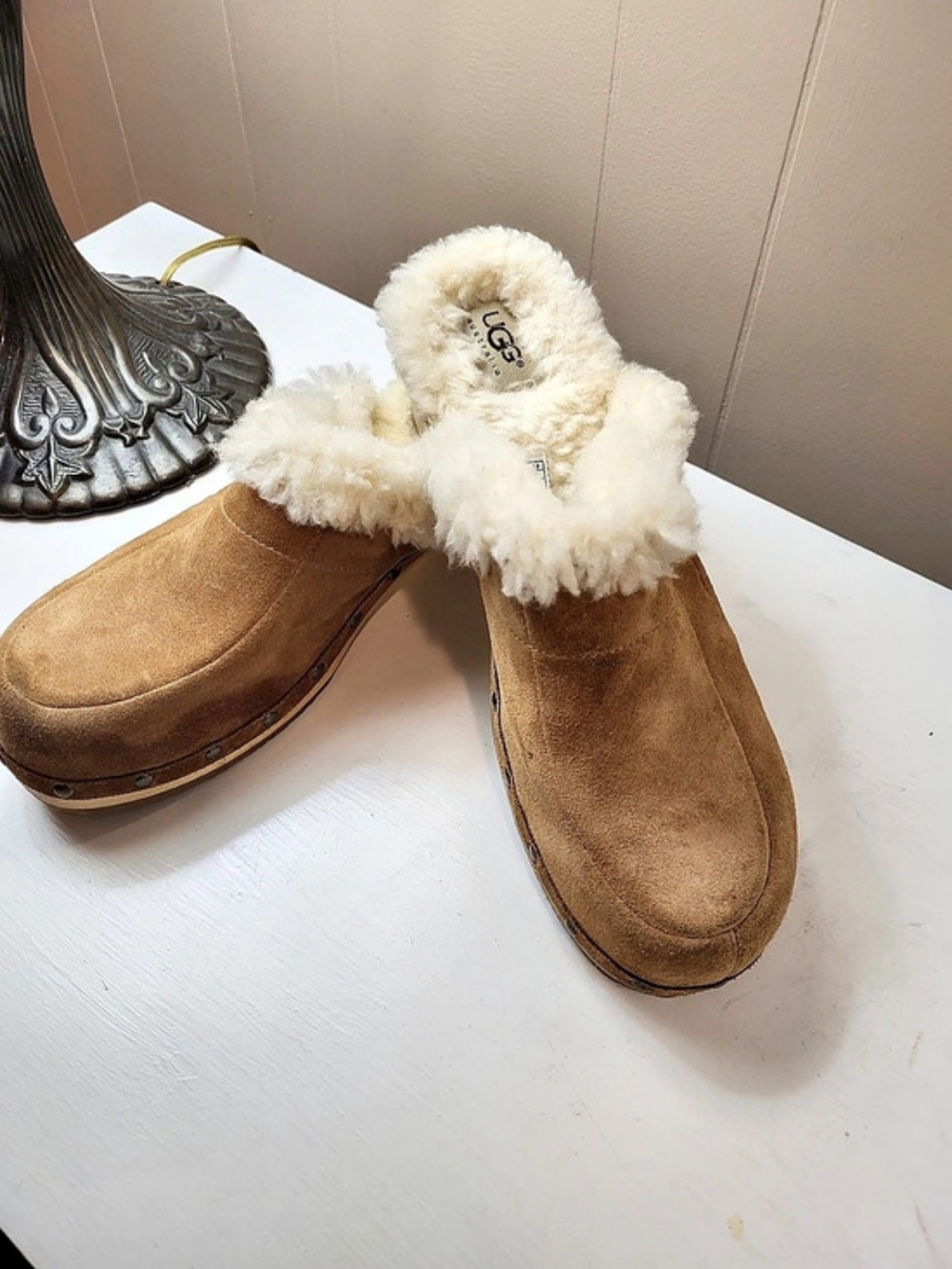 UGG Fur Lined Suede Clogs US 10
